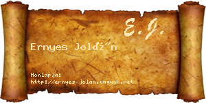Ernyes Jolán névjegykártya